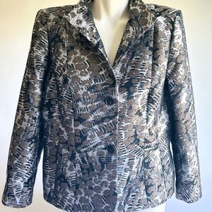 Lafayette Grey Black Cream Polyester Blazer size 14